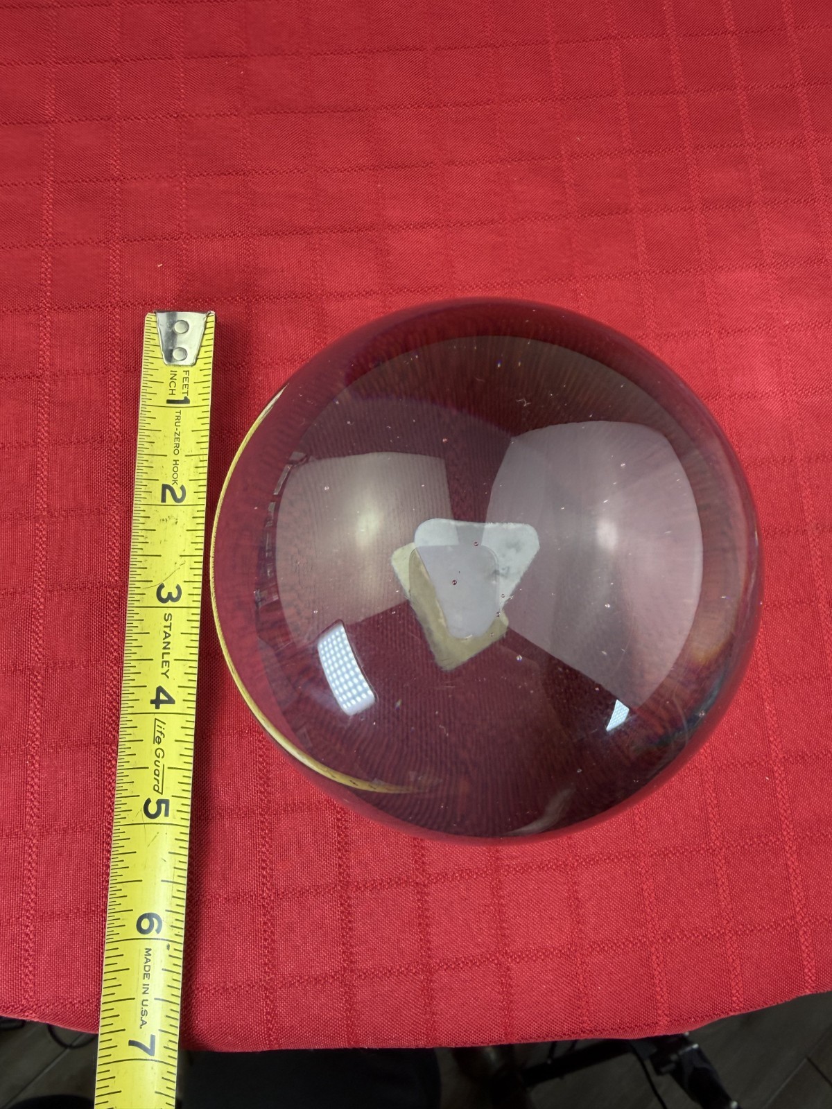 VTG Retro office Art Glass Paperweight Clear Orb Sphere Heavy Taiwan