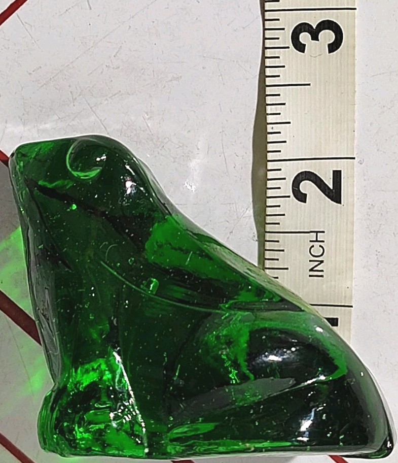 Vintage Green Art Glass Frog 2”h