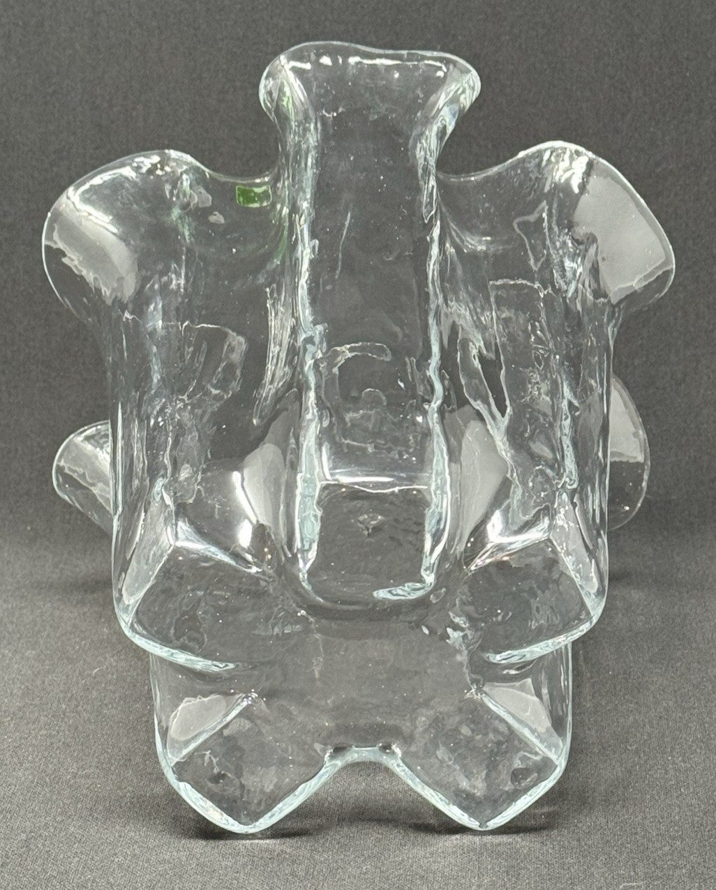 Vintage Eva Muurla Finland Handkerchief Freeform Ruffle Top Glass Vase