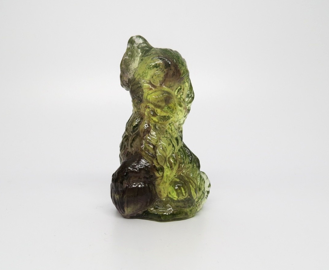 RARE Boyd Art Glass Skippy the Dog With 5th Five Year Mark Green UV Glows