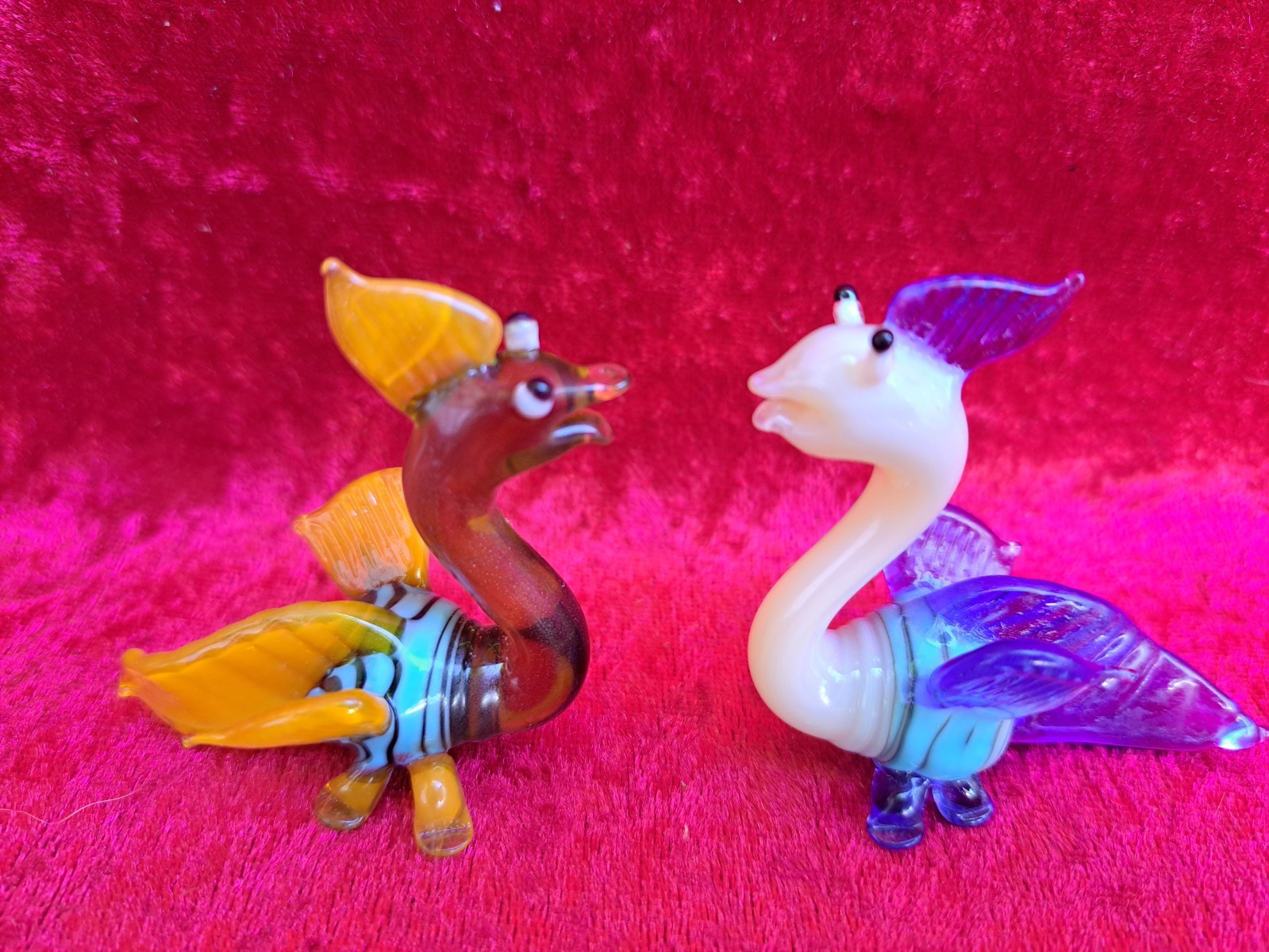 7 Beautiful Glass Figures / Glass Animals: Lizards, Pigs, Dragons, Monkey
