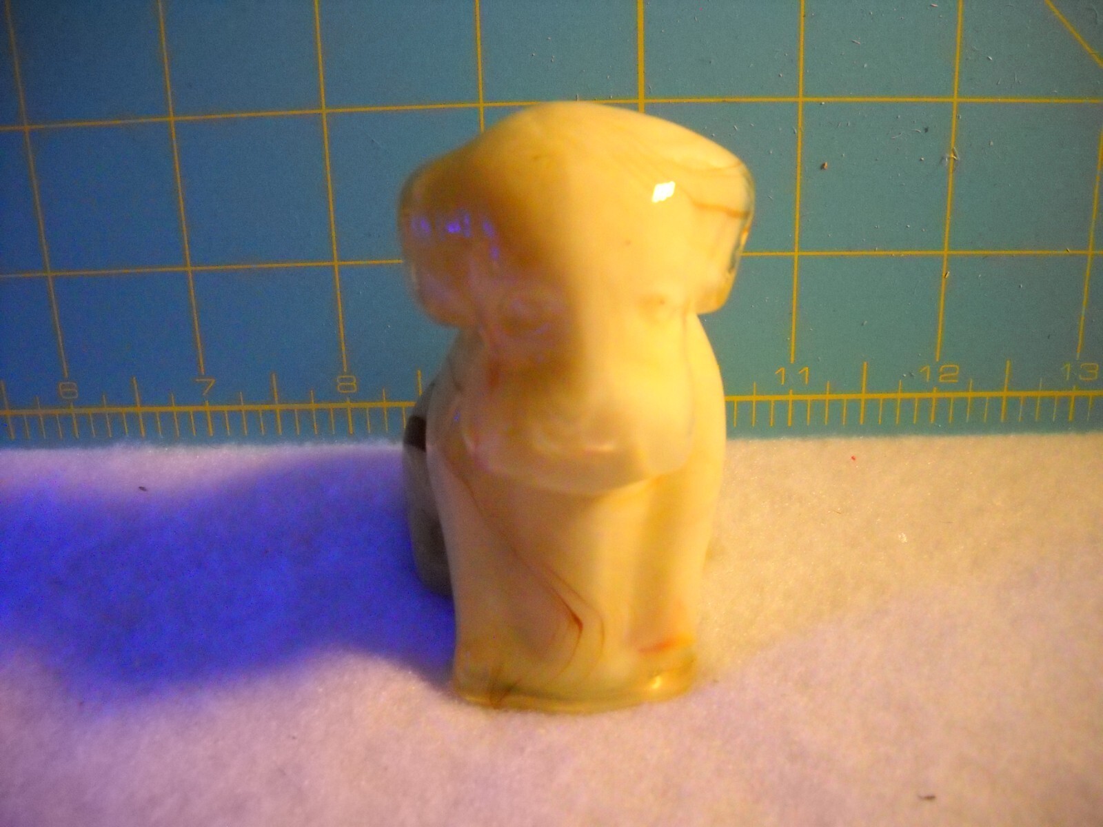 Vintage Boyd Art Glass Pooche Dog Old Ivory Slag #45 May 1981