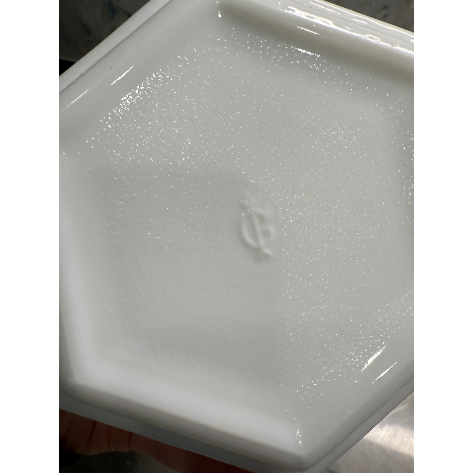 Imperial Glass Milk Glass Grape Hexagon Candy Dish with Lid Vintage IG Mark