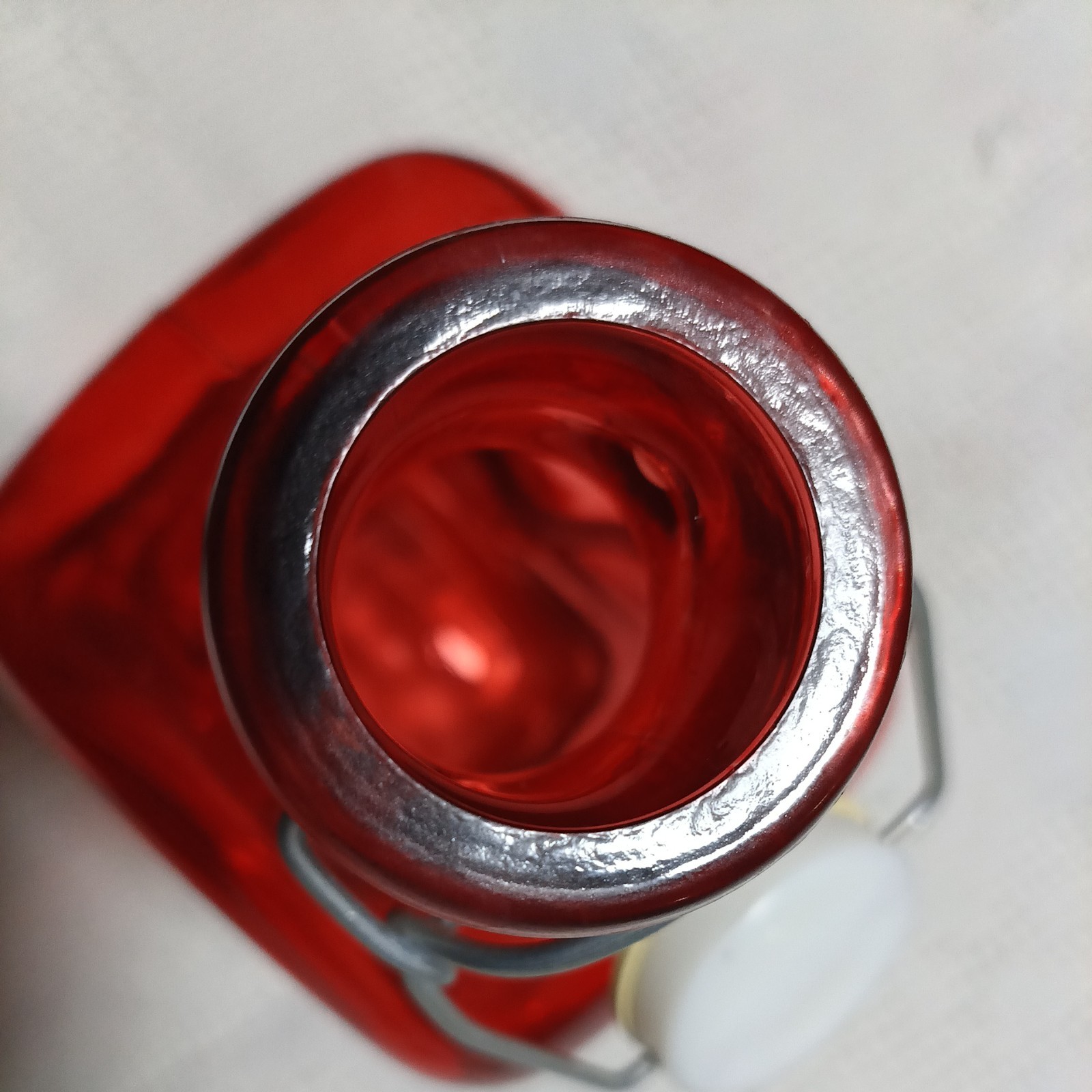 Rectangle Glass Water Bottle Gorgeous Red Color with top Vintage 12″ x 5″