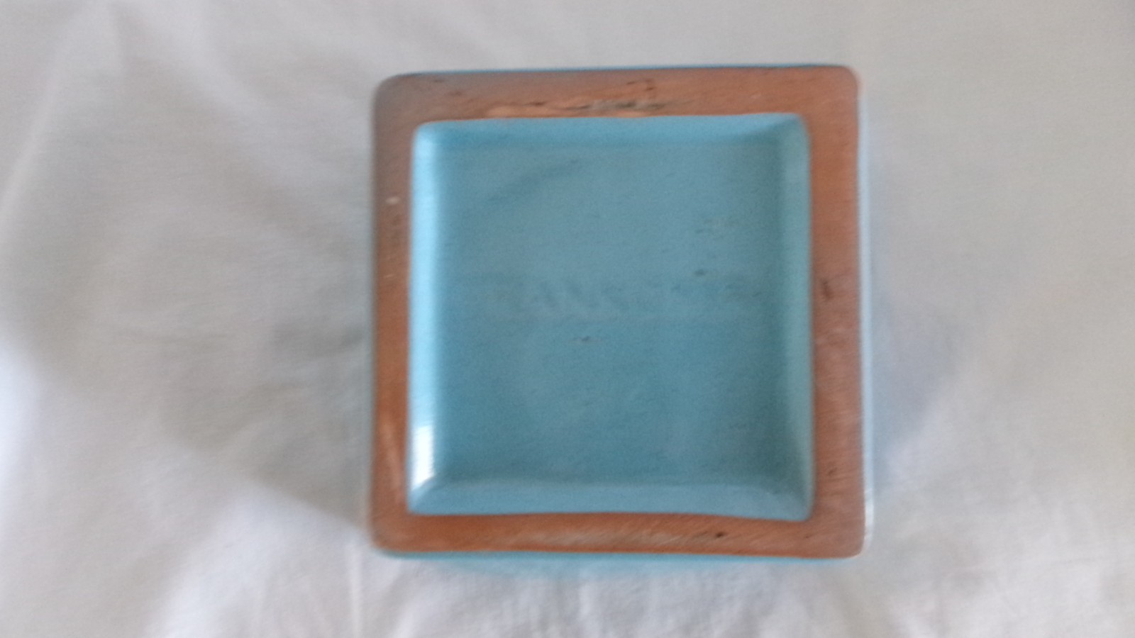 VTG MID CENTURY MOD FRANKOMA GRACETONE ROBIN EGG BLUE PEDESTAL PLANTER VASE 23A