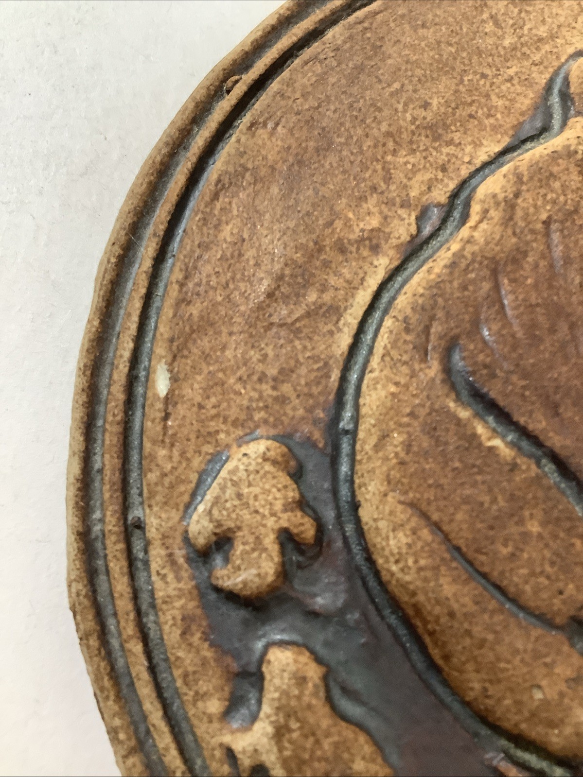 Round Wall Plaque Deanna Nichols Art Pottery Quail Bird Brown Artist Signed 5.5”