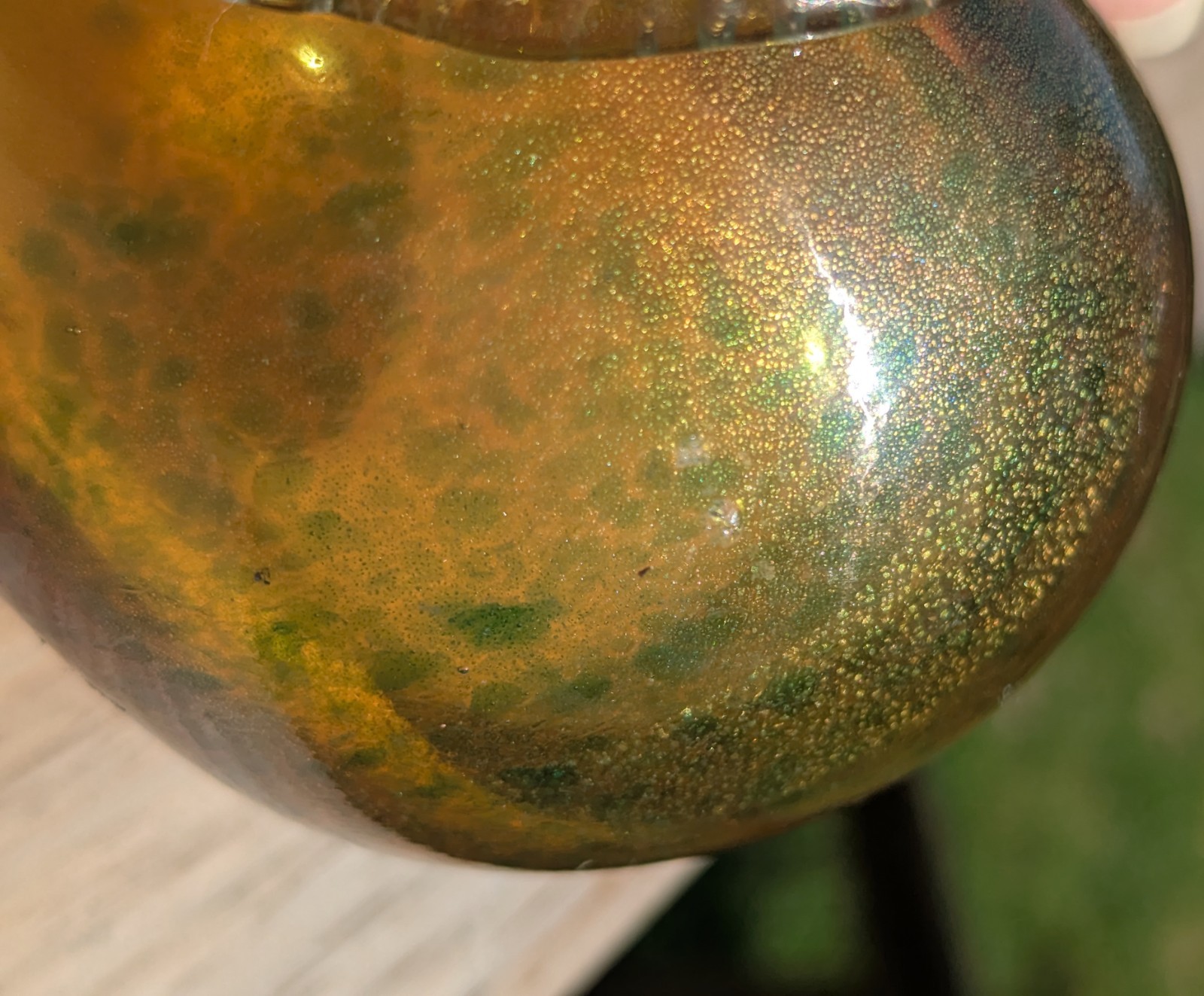 Vtg 50s BARBINI Red Green Gold 4″ MURANO Aventurine Glass APPLE Figurine BOOKEND
