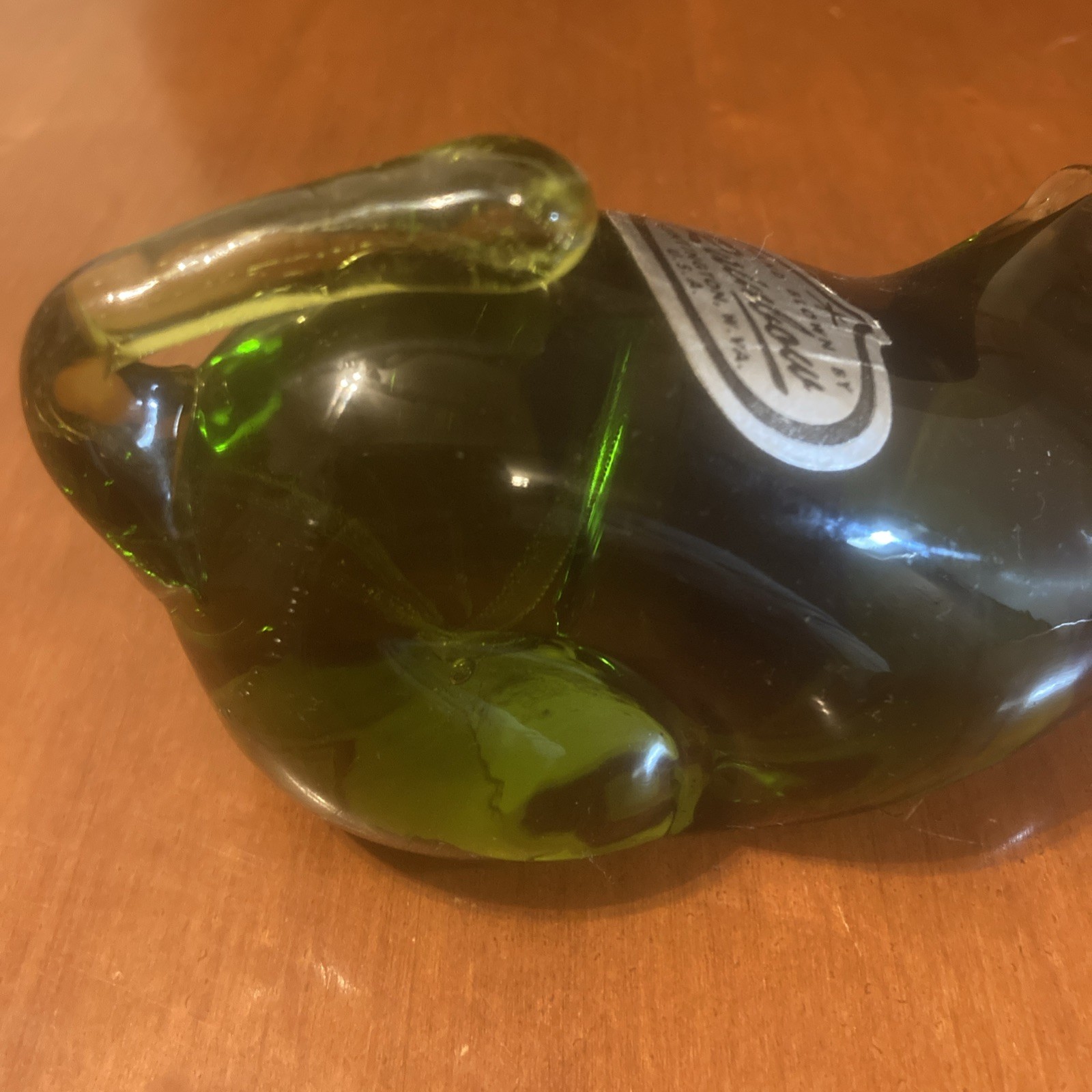 Viking / Rainbow #819 Green Glass Mouse Figurine Paperweight