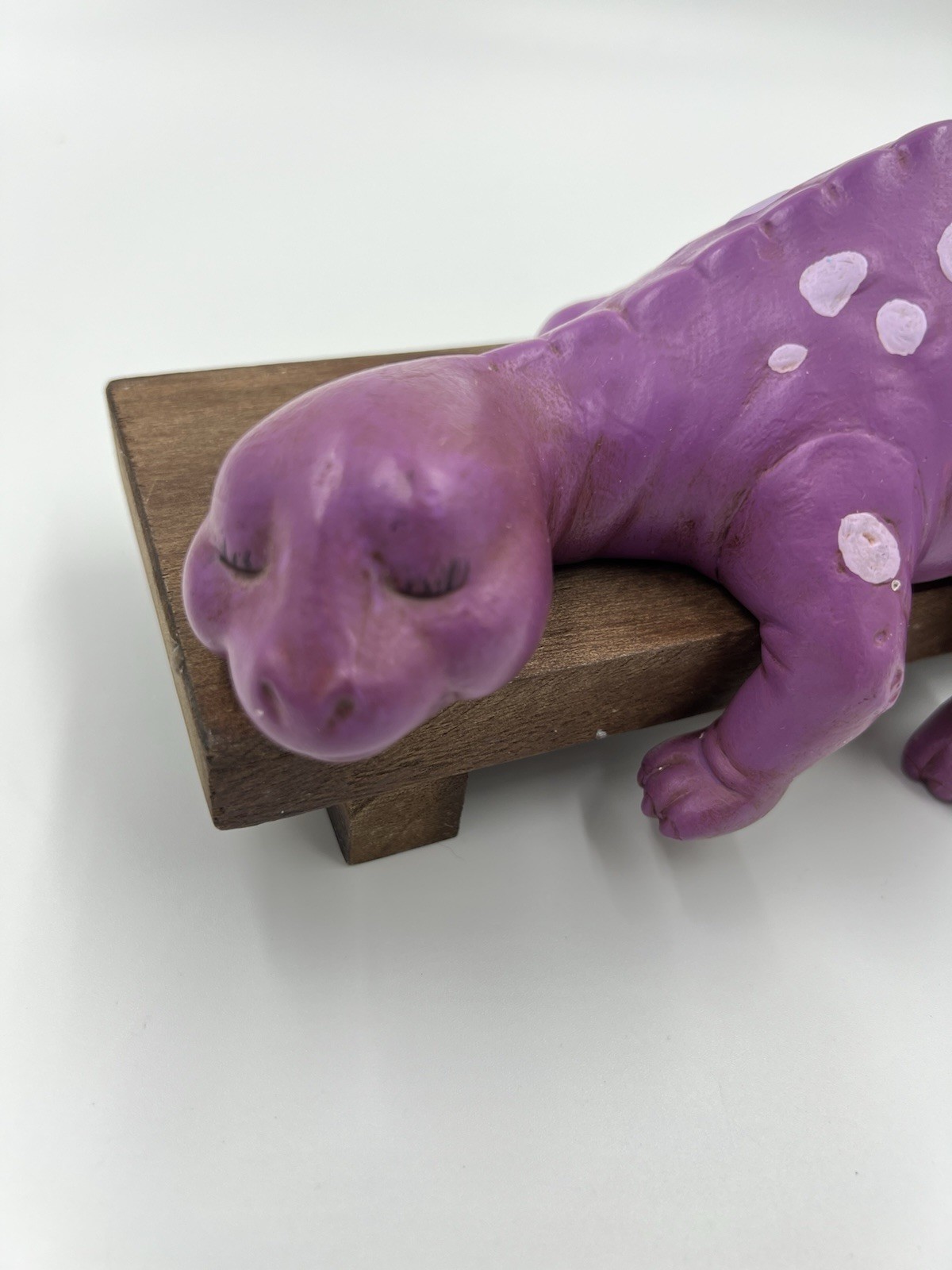 Vintage Hand Painted Purple Shelf Dinosaur From 1965