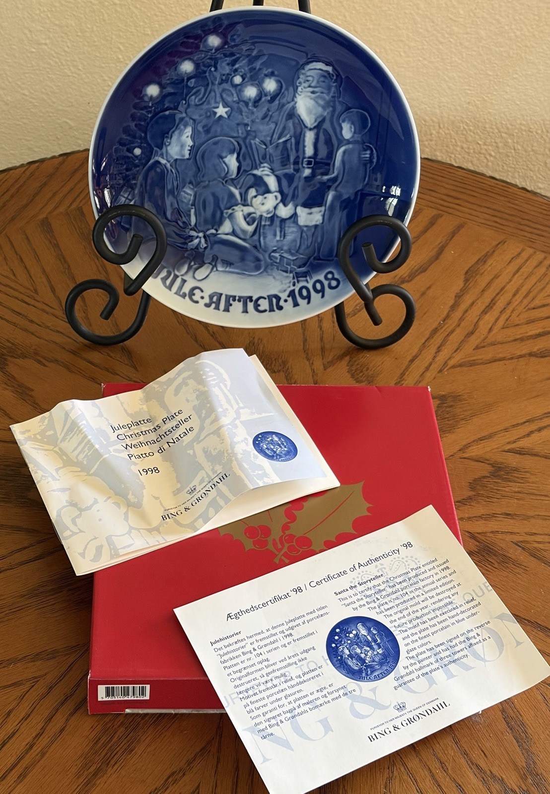 Bing & Grondahl 1998 7″ Blue Christmas Plate Denmark- Nice! Free Ship!