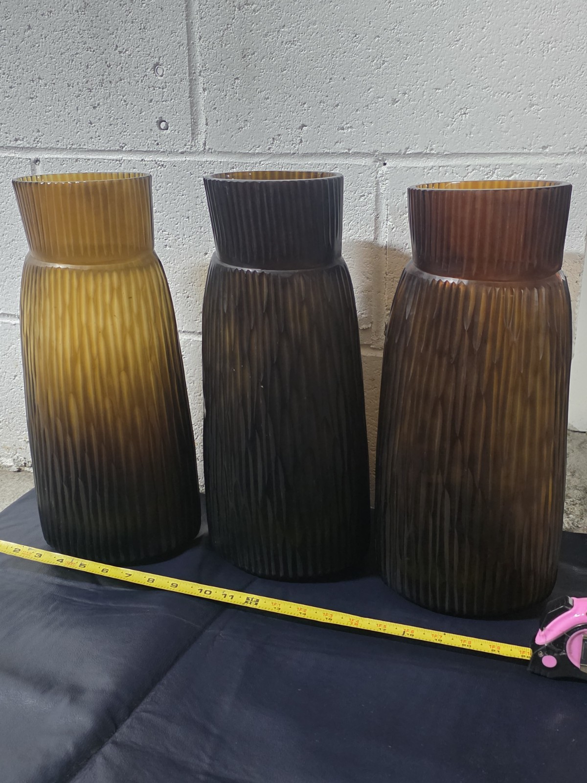 GUAXS Set of 3 Original Mouth‑Blown Glass Vases – 41 cm – Smoky Amber/Brown 🇩🇪