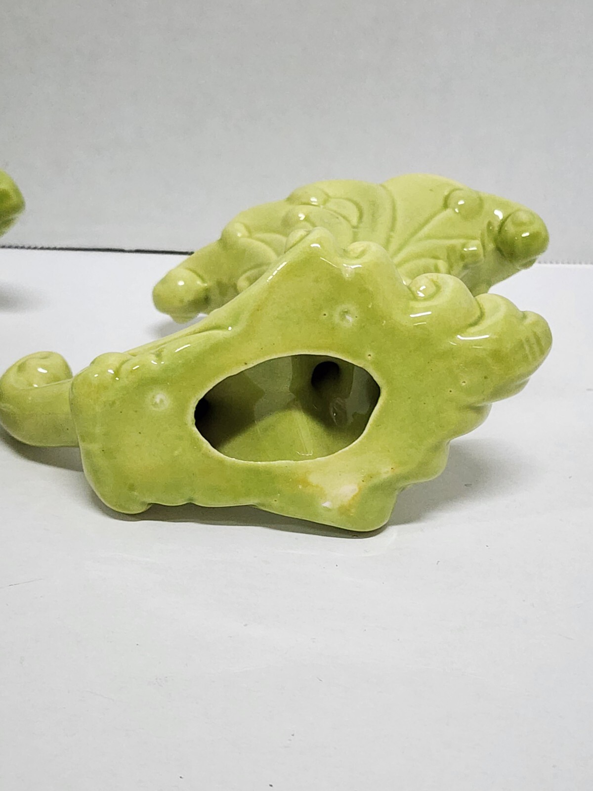 Royal Haeger Cornucopia Light Green Tapered Candle Holder Lot OF 2 Vintage 5″