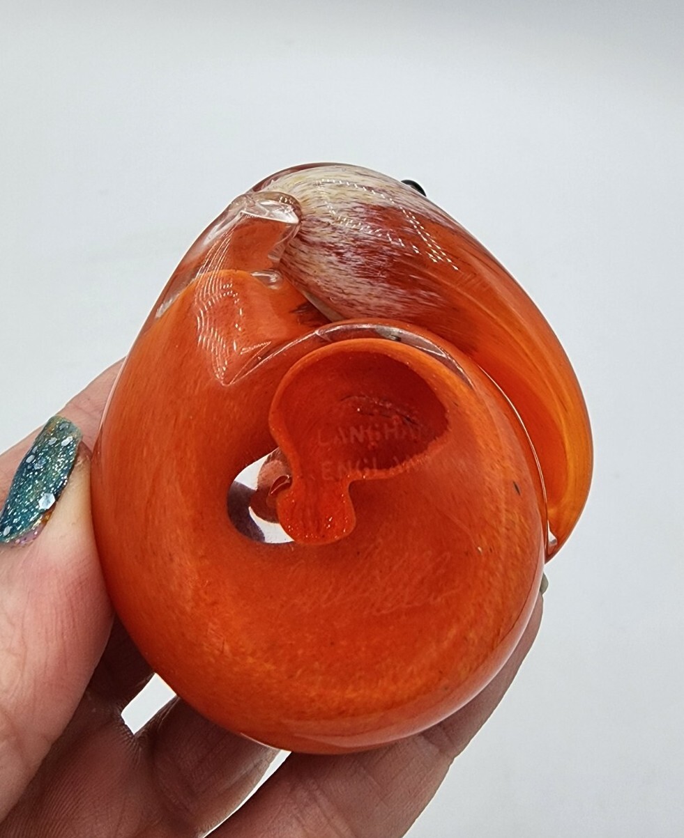 Studio Art Glass Langham England Fox At Rest Paperweight Signed Paul Miller