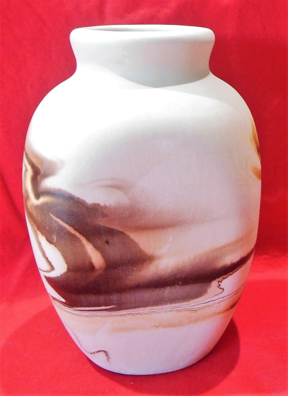 Nemadji Art Pottery Vase Flat & Rounded Sides 6 1/2 Inches Tall