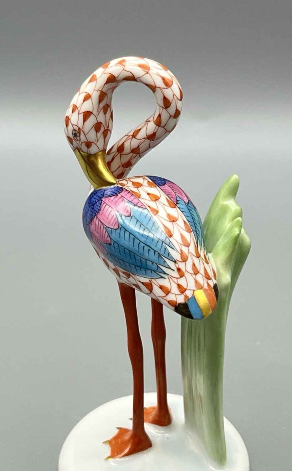 Herend Bird Figurine – Flamingo – Rust Fishnet