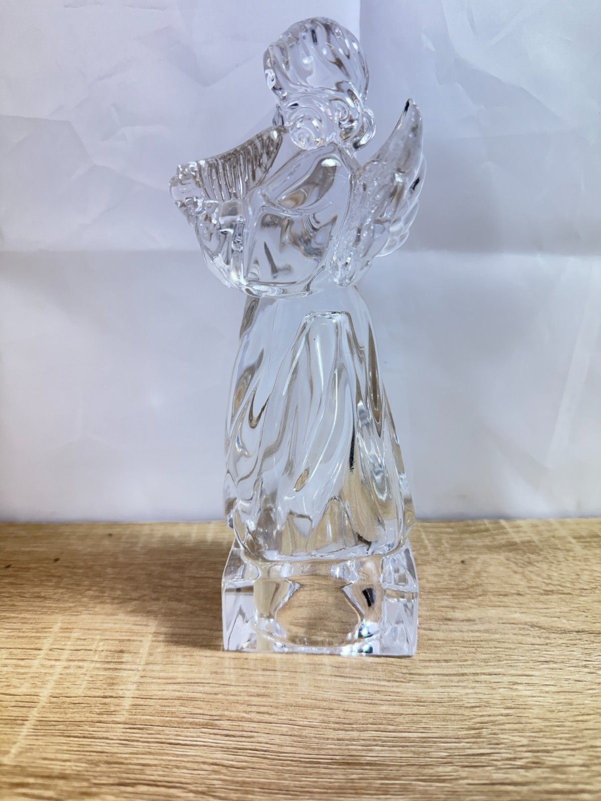 Vintage Mikasa Herald Collection Glass Angel with Harp Figurine Germany Crystal