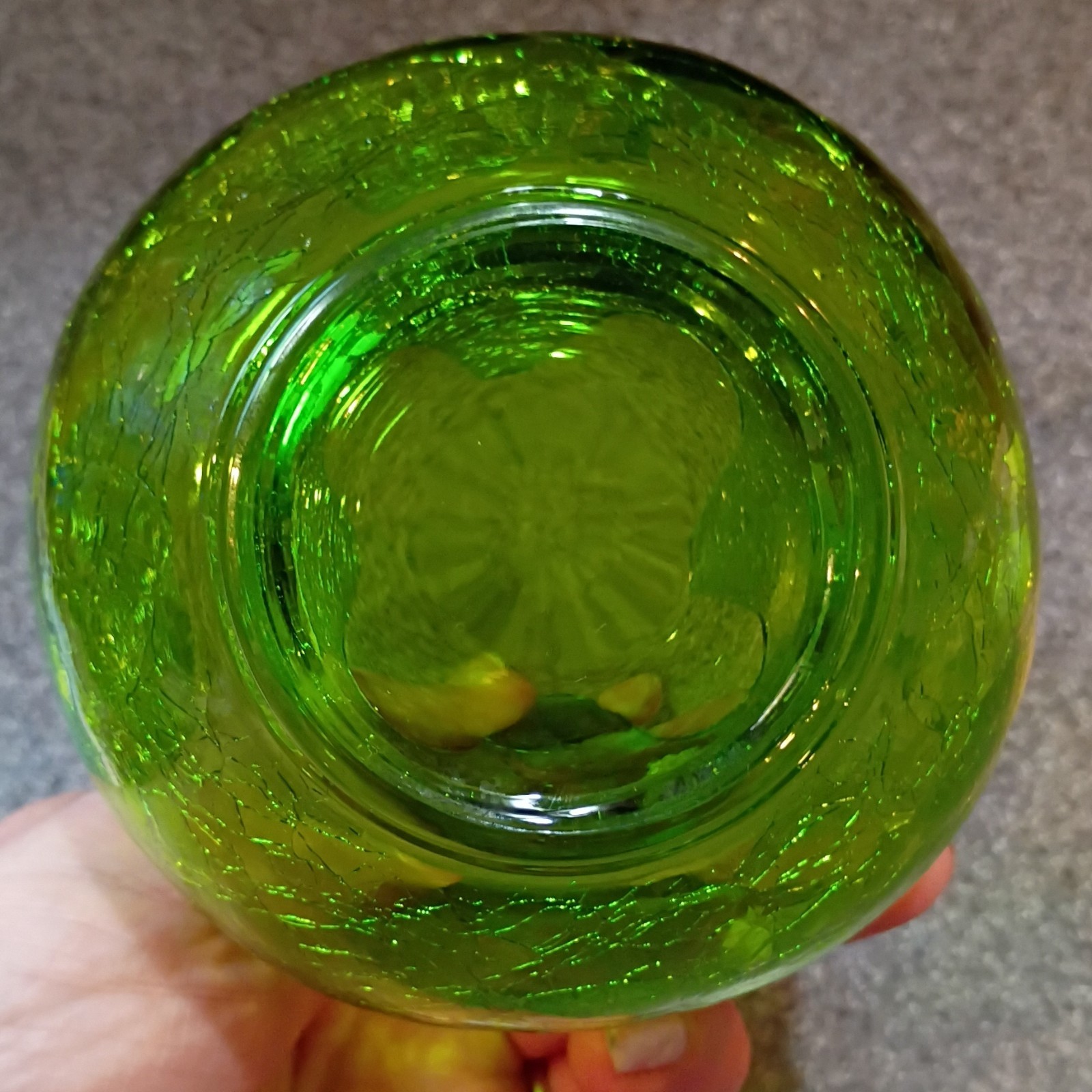 MCM Vintage Viking Epic Green Crackle Glass Patio Votive dish