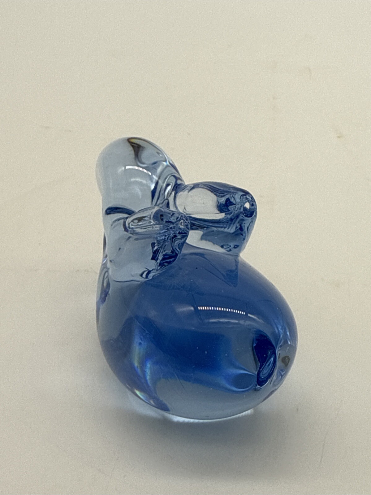 US Commemorative Fine Art Gallery COBALT BLUE Glass BUNNY 3” Paper Weight