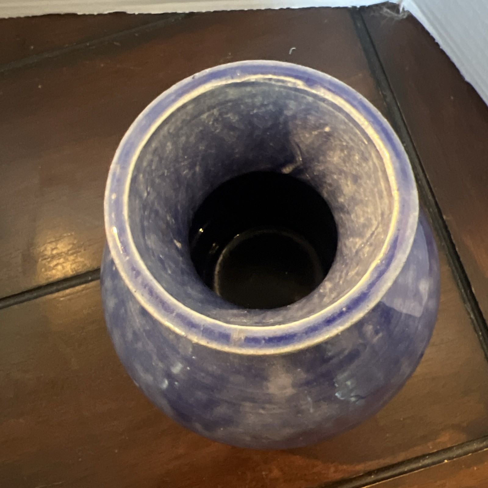 Pottery Bud Vase Studio Artisan Blue Lava Glaze-Initials Hand -Thrown-VTG