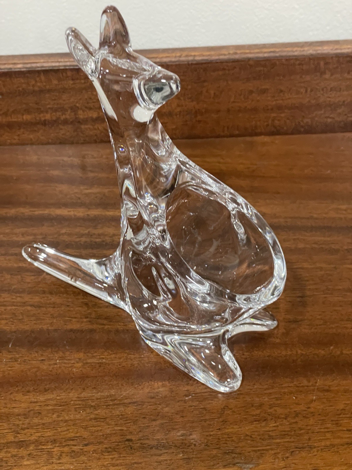 Glass Kangaroo Figurine Ring Holder. 7.5” X 3”. READ.
