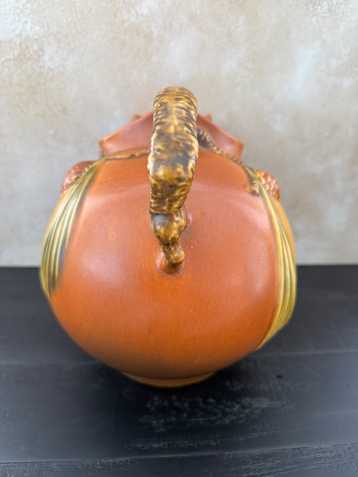 VINTAGE 1930’S ROSEVILLE BROWN PINE CONE ICE LIP CANNONBALL PITCHER MINTY #1321