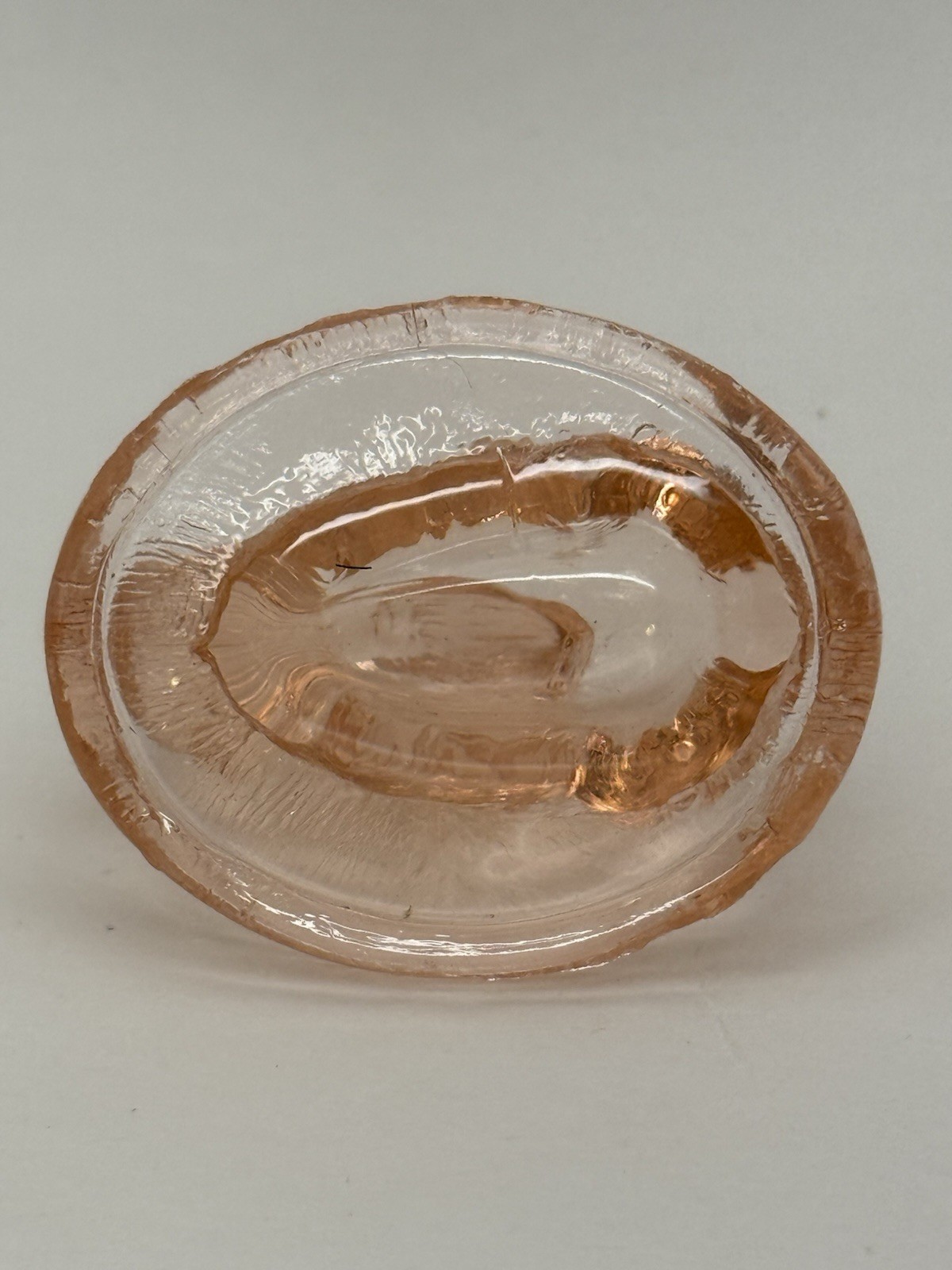 Vintage Bunny Rabbit On Nest Mini Pink Glass Trinket Dish Salt Cellar