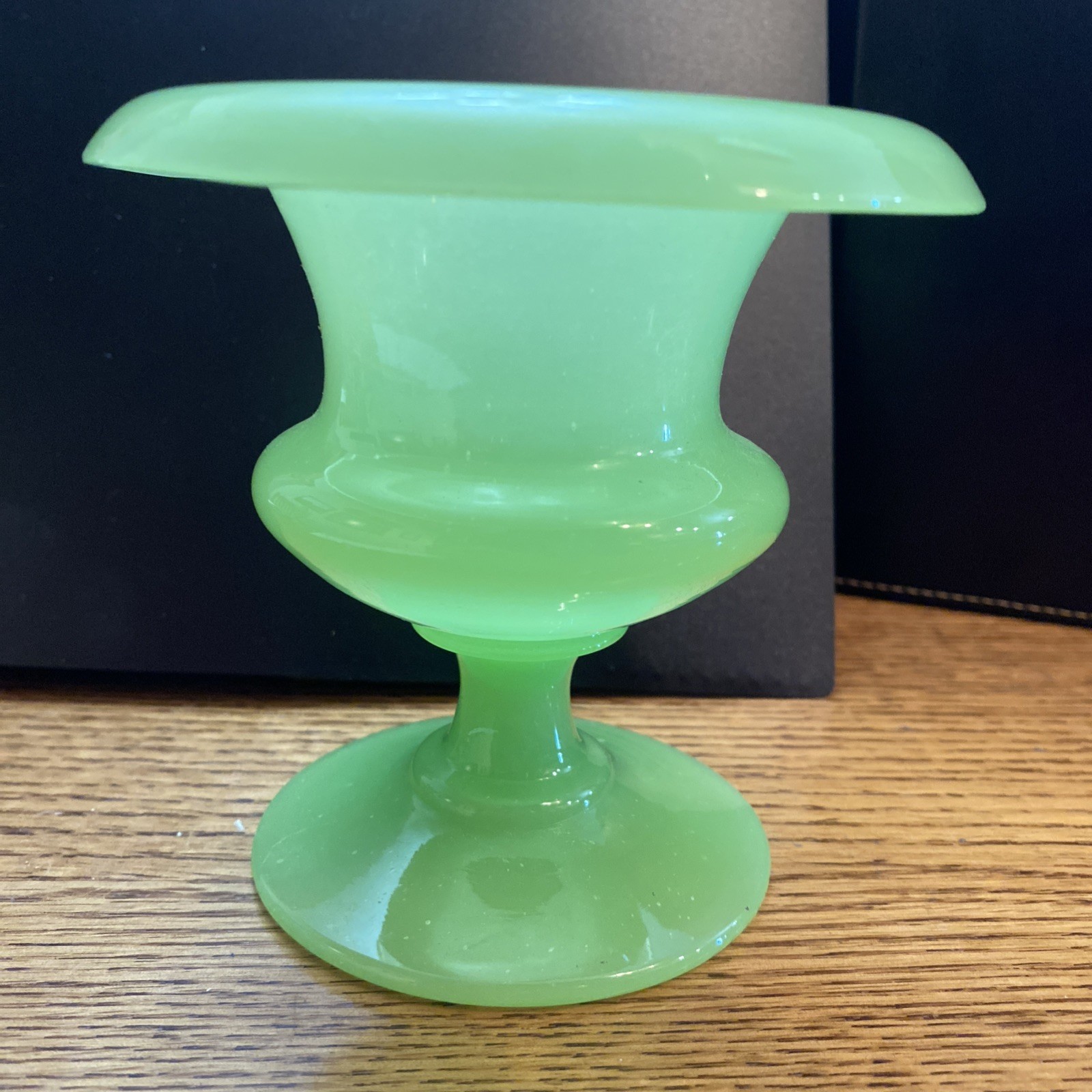 Vintage Jadeite Uranium Glass Candle holder/Compote, 4.5 inches tall
