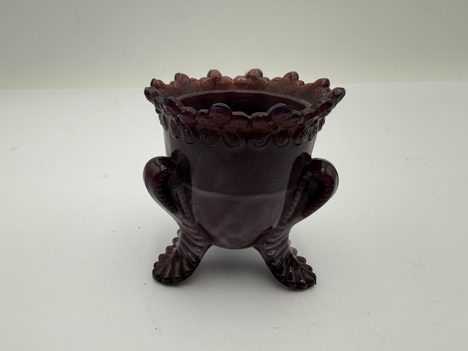 DEGENHART Purple Three Footed Forget Me Not Toothpick Holder B106