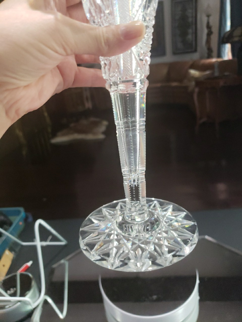 10″ Trumpet VASE, American Brilliant Period Cut Glass Egginton Creswick Quality