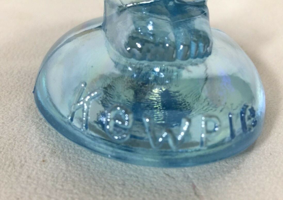 RARE Signed Painted 1981 Blue Iridescent Kewpie Glass Doll EB
