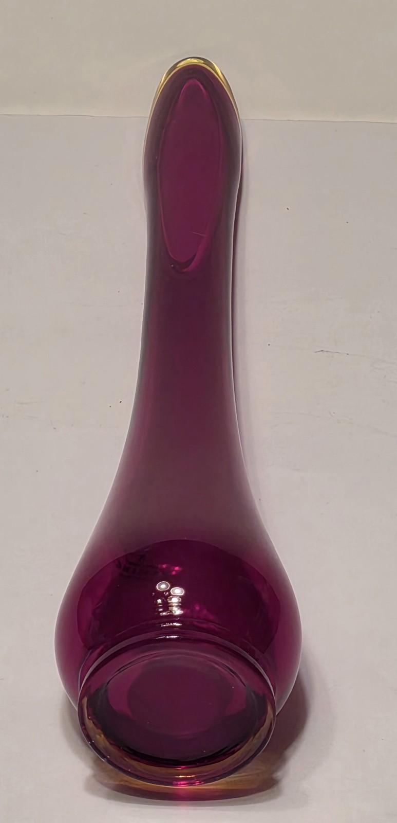Vintage Viking Glass Red Amberina 1960’s 11″ Swung Bud Vase Cadmium GLOWS MCM