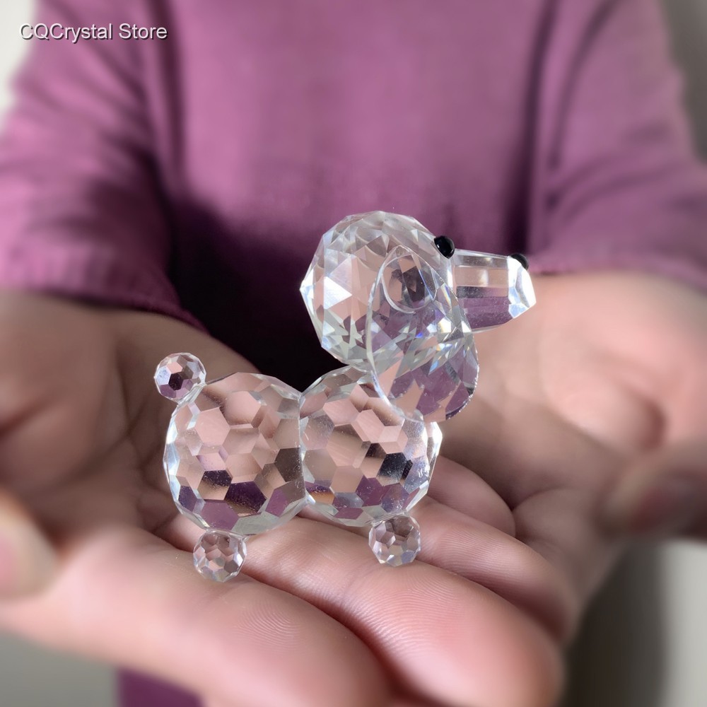 Crystal Dog Animal Figurine Glass Clear Ornament Handmade Miniature Puppy Decor