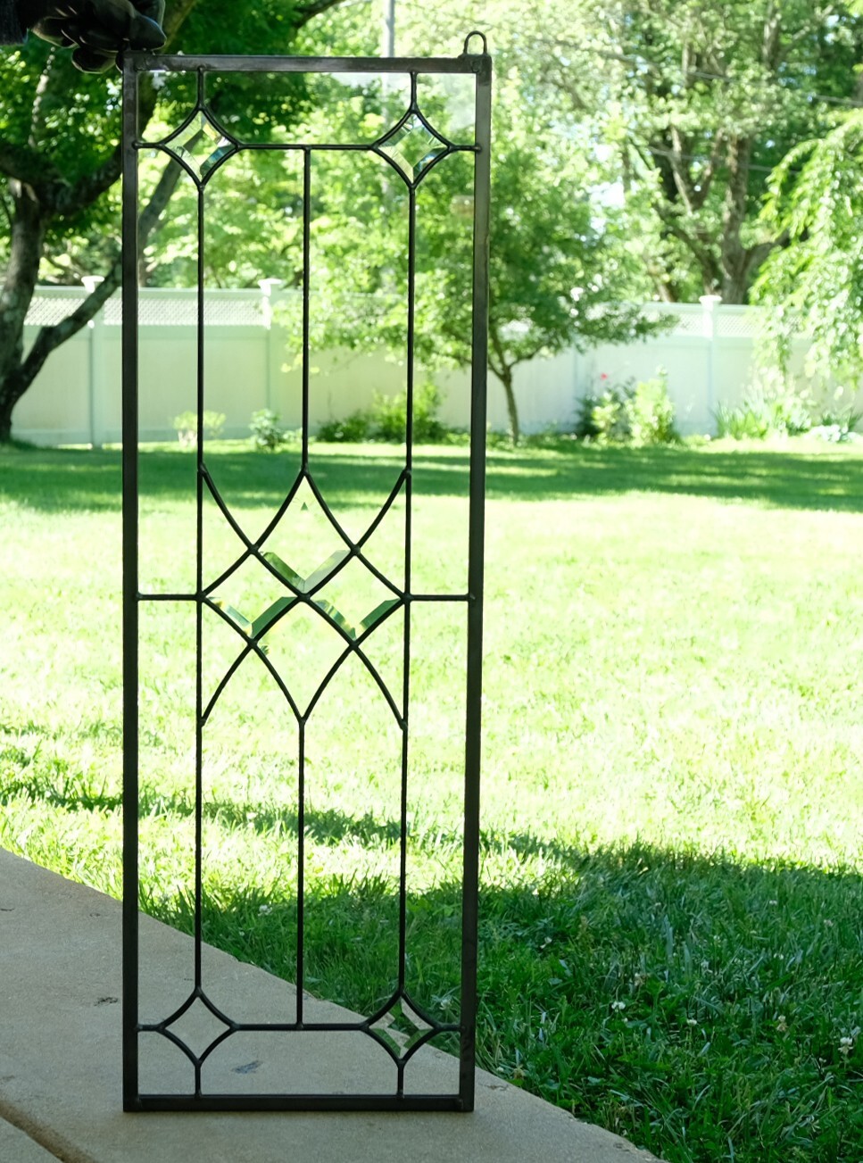 11″ x 33″ Stunning Handcrafted stained glass Clear Beveled window panel