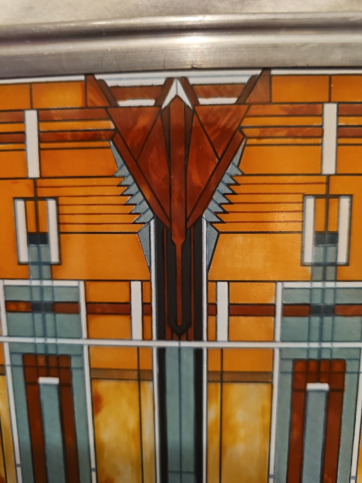 Frank Lloyd Wright Collection Oak Park Bradley Skylight Stained Glass 13″ x 7″