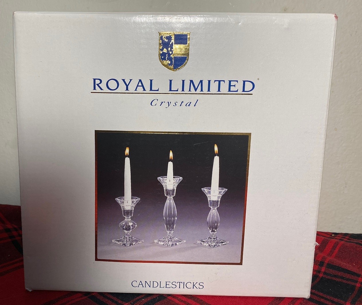 Set Of 3 Royal Limited Crystal Candleholders, Czech Republic, Orig. Stickers