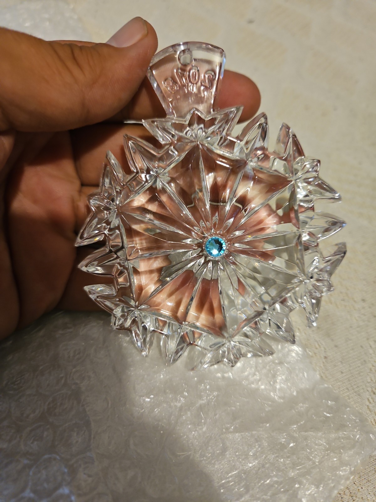 WATERFORD Crystal 2018 Snowflake Wishes “Happiness” Christmas Ornament 8th