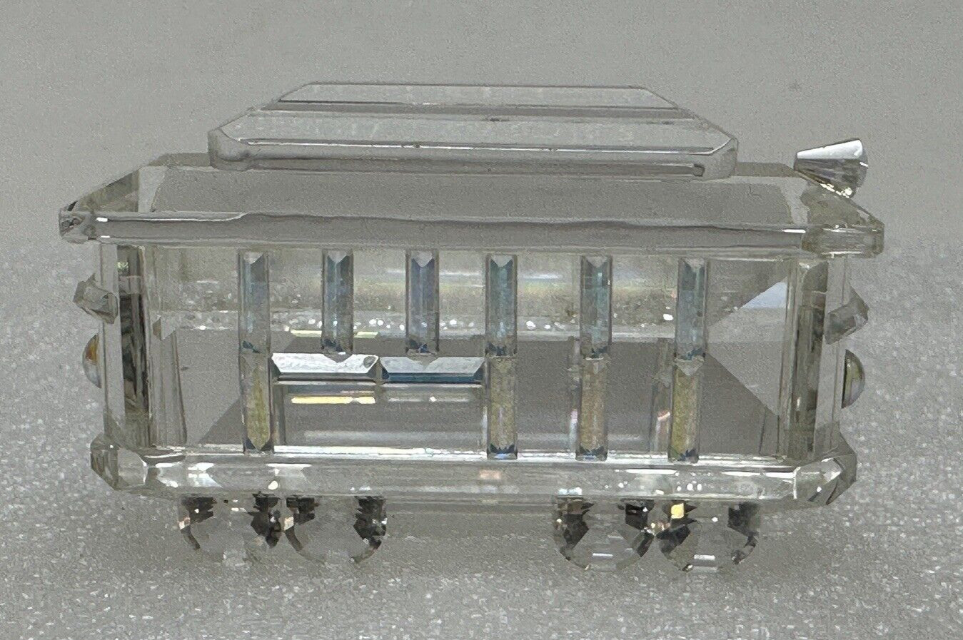 Crystal Art Glass Sculpture Tolley Railroad Passenger Train Car 3 Inch
