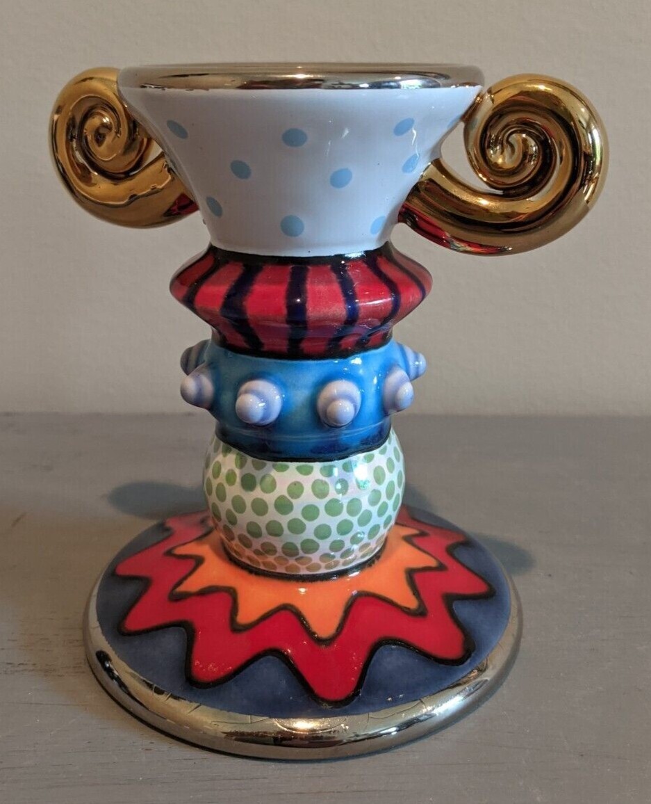 Kathrin Nigg Switzerland Art Pottery Candlestick Candle Holder Signed Abstract