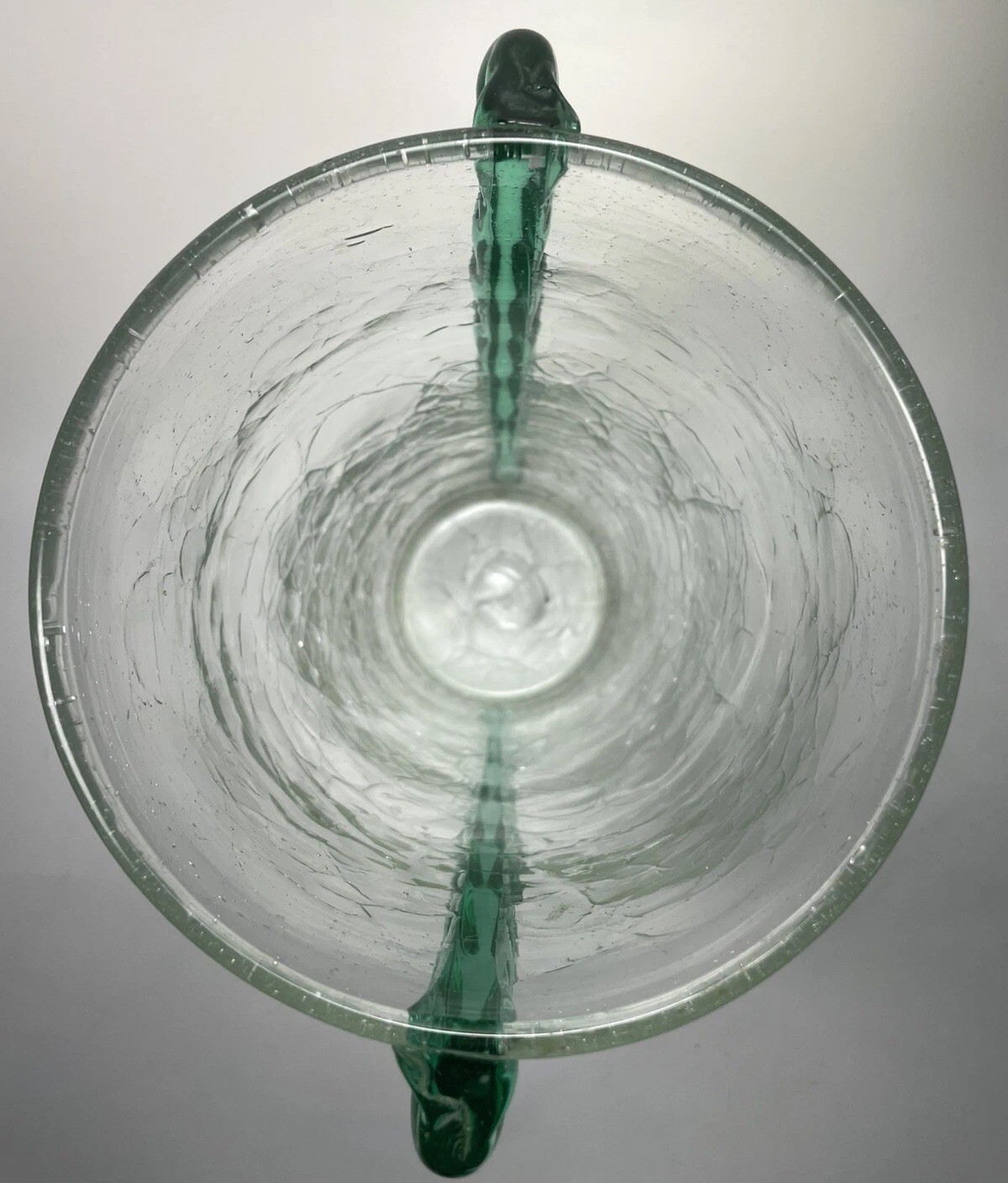 Blenko #473 Ear Or Rope Crystal Crackle Vase Sea Green 1947