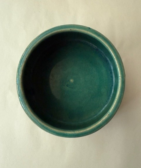 Early McCOY “DOG.” SPANIEL FEEDER BOWL Collector Green Glaze