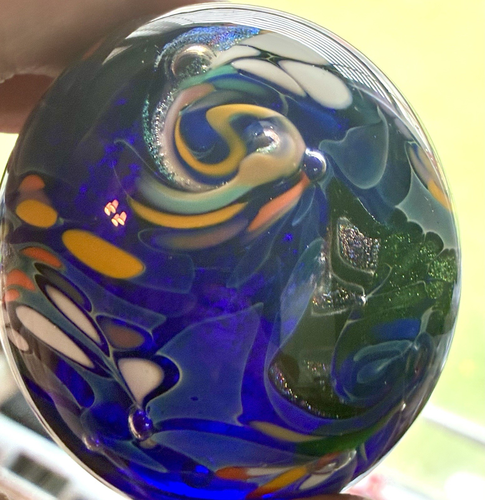 Signed Jim Karg Colorful Art Glass Paperweight Vintage
