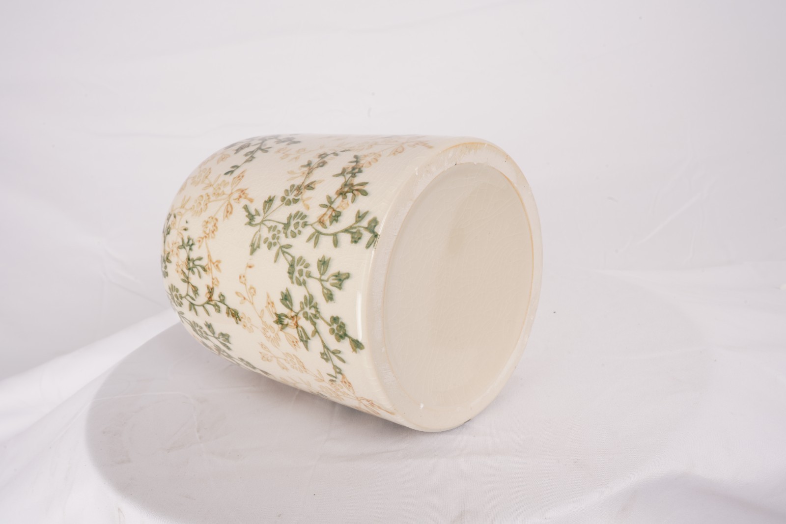 4*6*8rural Style Cylindrical Flower Ceramic Vase+purple Fake Flowers (set Of 6)