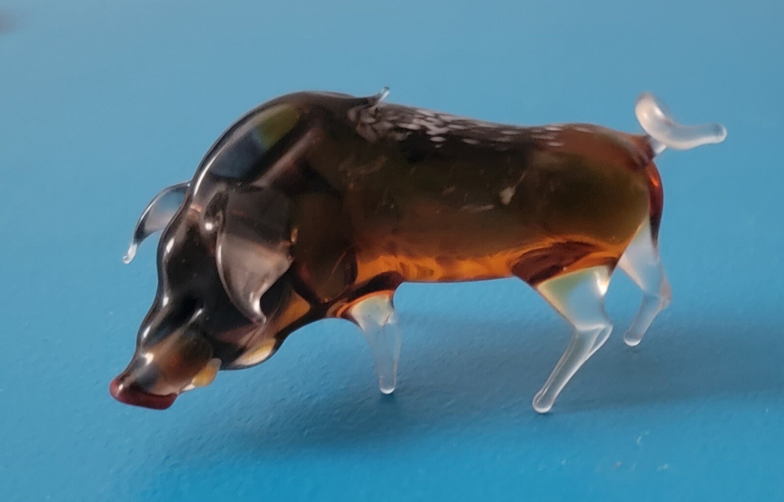 Vintage Hand Blown Glass Boar Miniature Figurine Pig