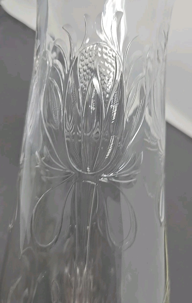 Antique Stourbridge Stevens & Williams Rock Crystal Glass Floral Vase 11 3/4
