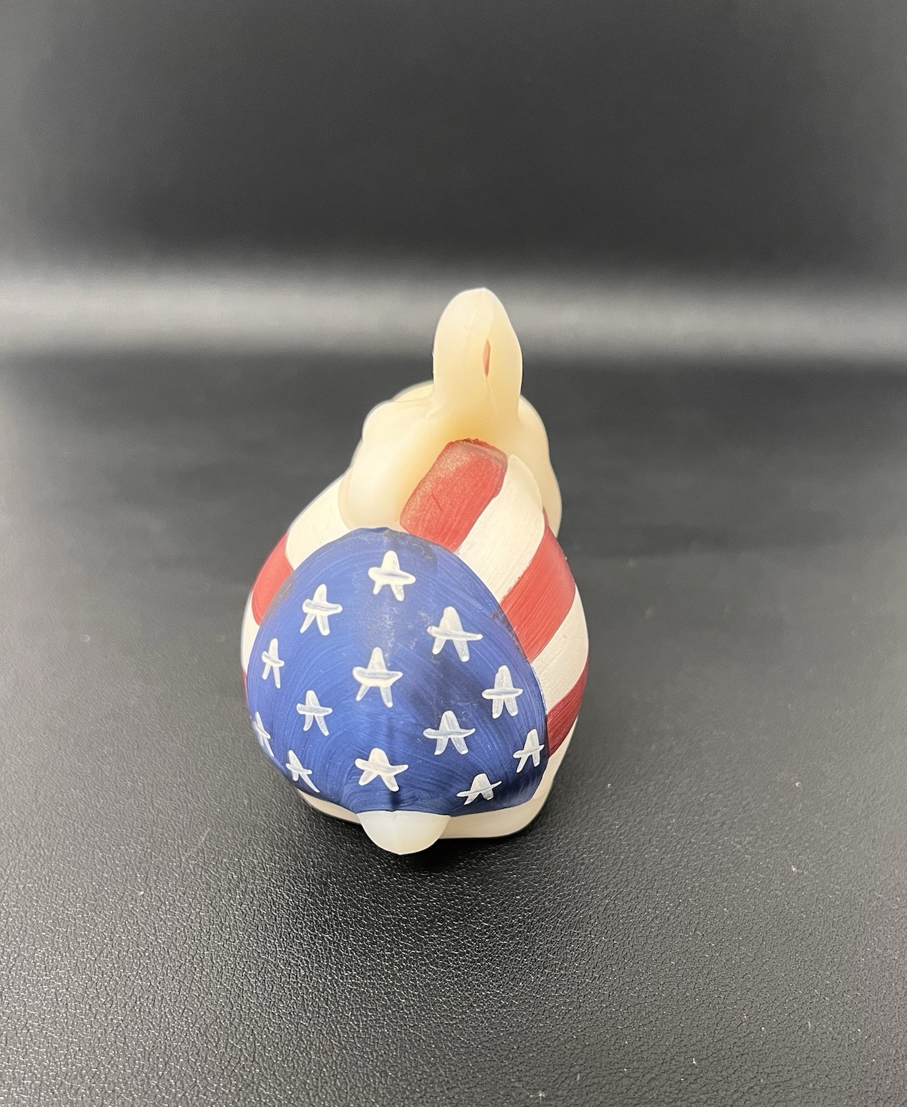 Fenton Uranium Glass Patriotic USA Bunny Rabbit Figurine Signed Hand Painted