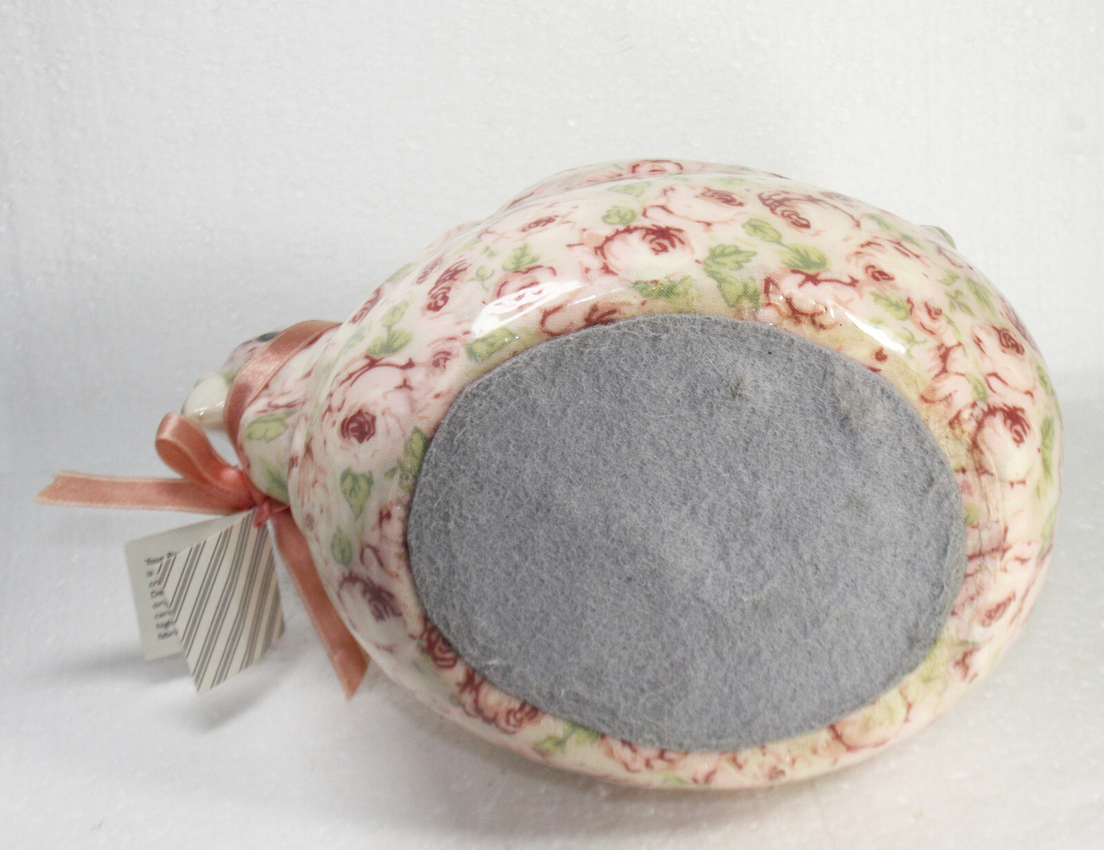 Joan Baker Unique Patchwork Porcelain Turkey Pink roses Ceramic Pottery