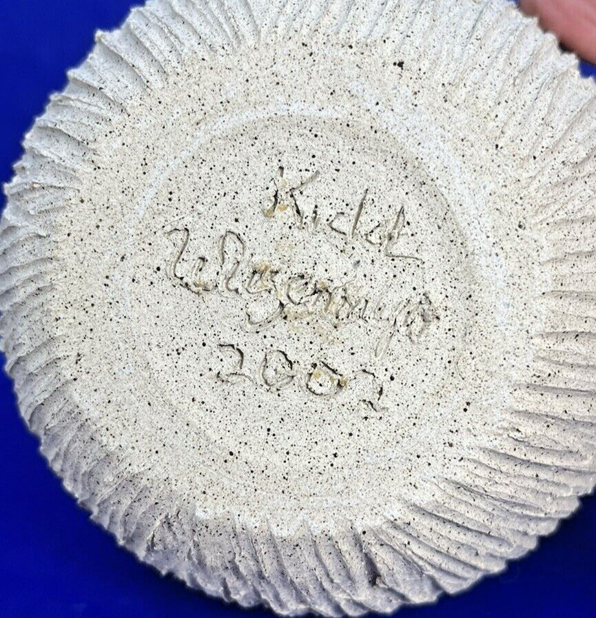 TEXTURED BASKET Vase Art Pottery Signed Hilda Kidd Wiesenmeyer ( Barber ) 2007