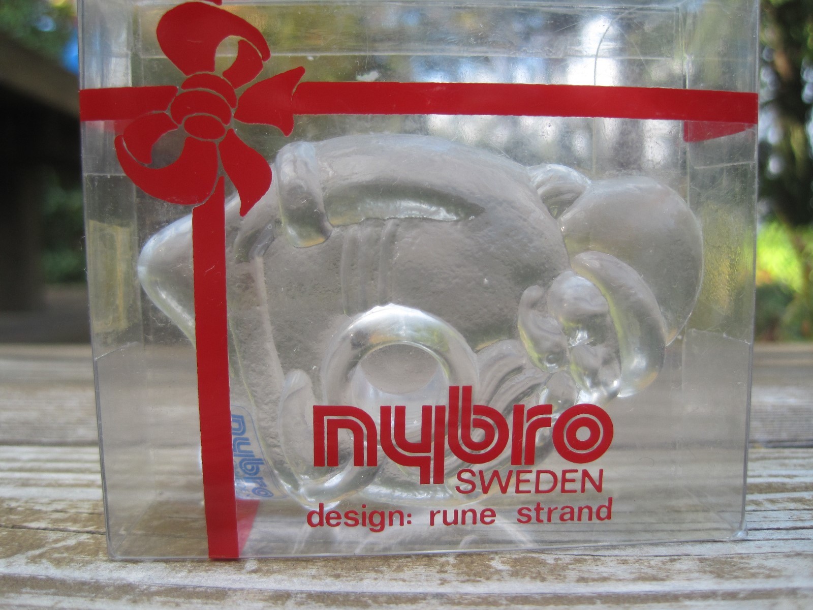 Nybro Glass Crystal Sweden Santa Candle Holder Thin Taper Rune Strand Xmas Vtg?