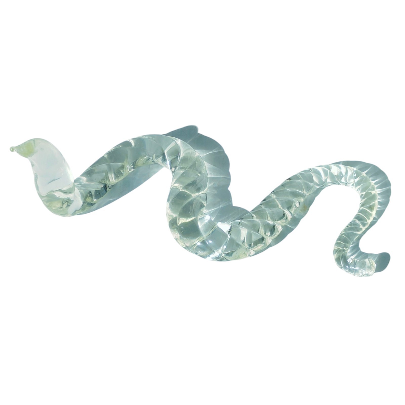 Vintage MCM Pilgrim Glass #933 Twist Rope 7″ Clear Snake Figurine