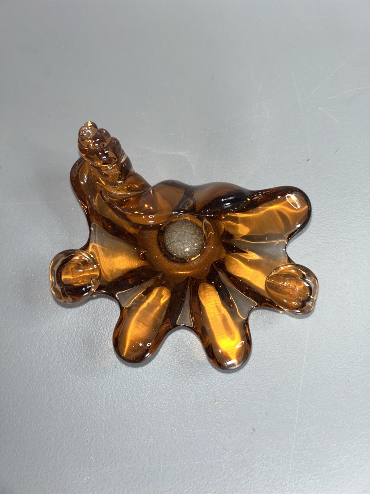 Vintage Canadian Chalet Glass Light Amber Peach Centerpiece Ashtray Bowl